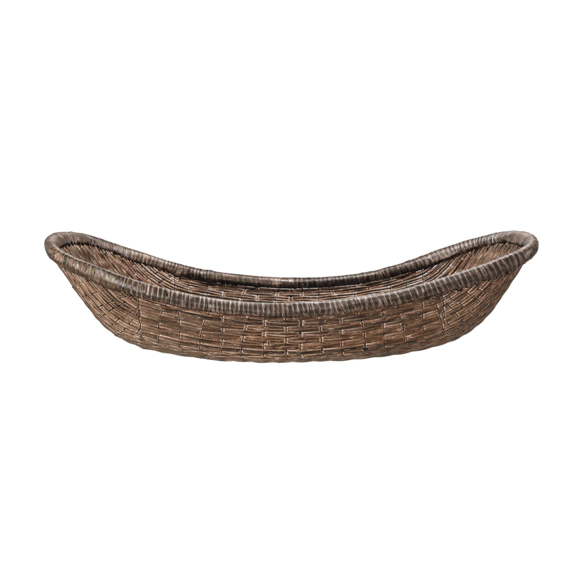 Hello Honey® 34.25" Brown Antique Woven Wicker Tray Basket